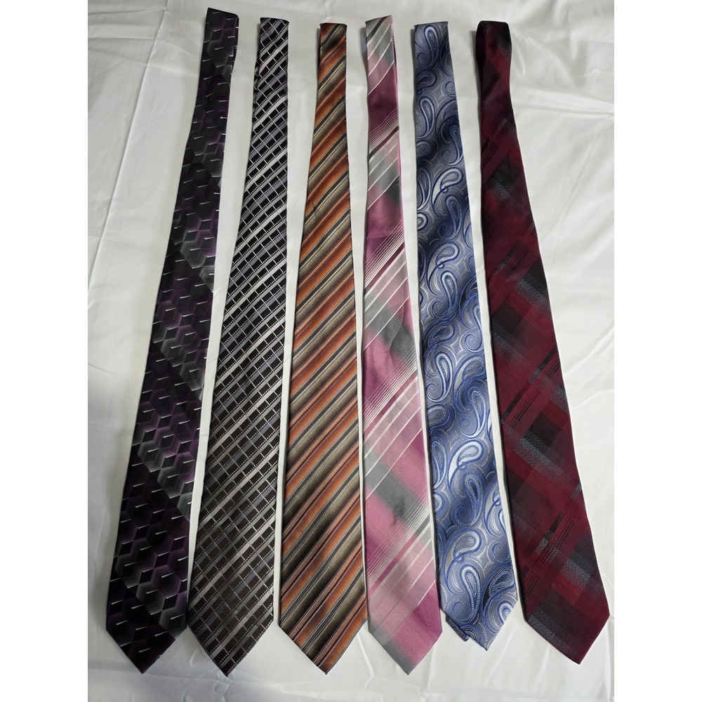 Lot of 6 Men's Designer Van Heusen Variety Multicolor Ties NWOT